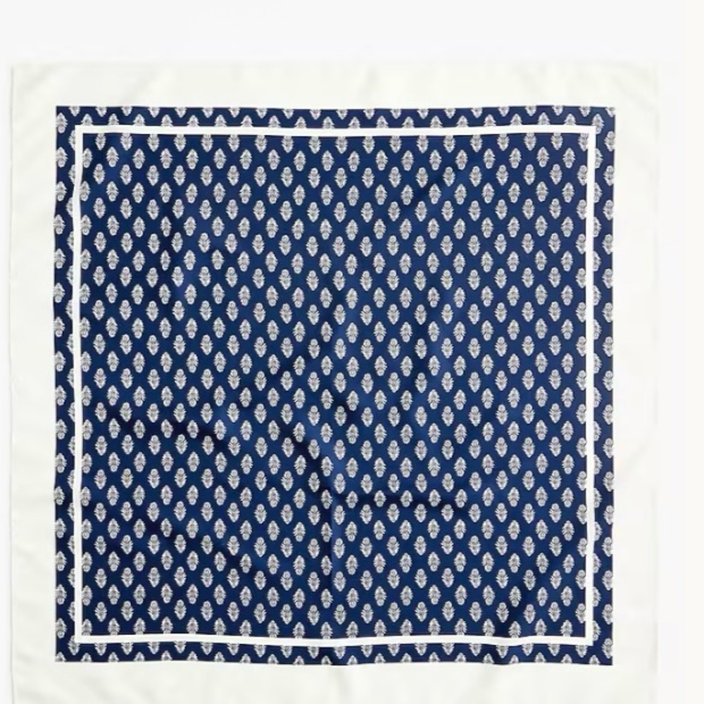 NWT Jcrew Printed scarf blue and white - Picture 2 of 5